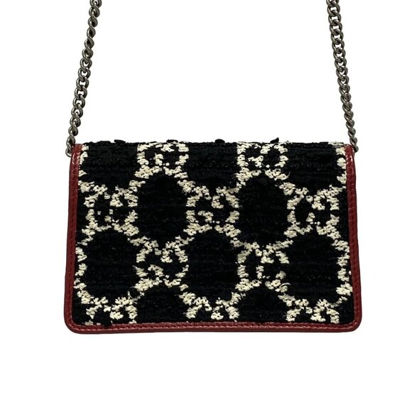 Auth GUCCI Dionysus 476432 Black White Bordeaux Tweeds Leather - Shoulder Bag - Picture 2 of 16